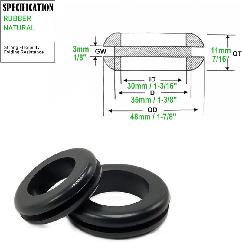 EASYEAH Store Rubber Grommets for Wiring 1-3/8 in Panel Hole, 1-3/16 in ID Firewall Grommet Automotive Eyelet Ring Gasket Hole Grommets for Metal Electric Box, Wire Cable Hose Protection, 8 Pcs, 30x35 mm - Image 2